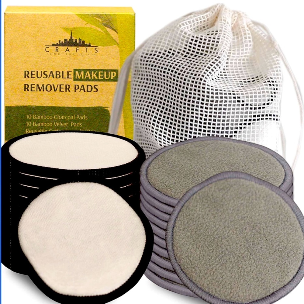 🆕20 reusable Makeup Remover Pads For Face w mesh laundry pouch 10 white &…